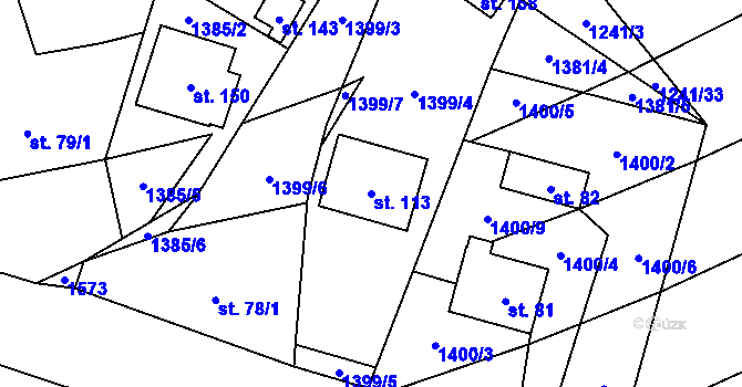 Parcela st. 113 v KÚ Pluhův Žďár, Katastrální mapa