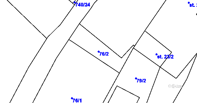 Parcela st. 76/2 v KÚ Pluhův Žďár, Katastrální mapa