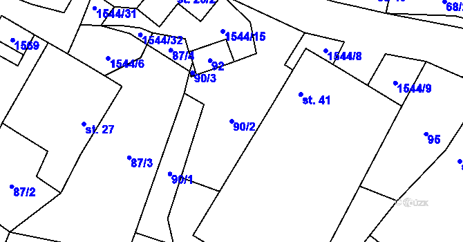 Parcela st. 90/2 v KÚ Pluhův Žďár, Katastrální mapa