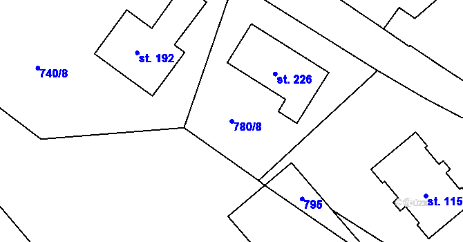 Parcela st. 780/8 v KÚ Pluhův Žďár, Katastrální mapa