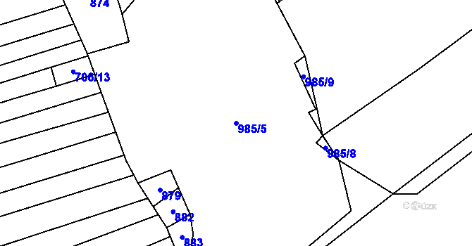 Parcela st. 985/5 v KÚ Pluhův Žďár, Katastrální mapa