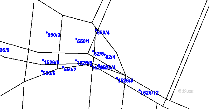 Parcela st. 82/4 v KÚ Pluhův Žďár, Katastrální mapa