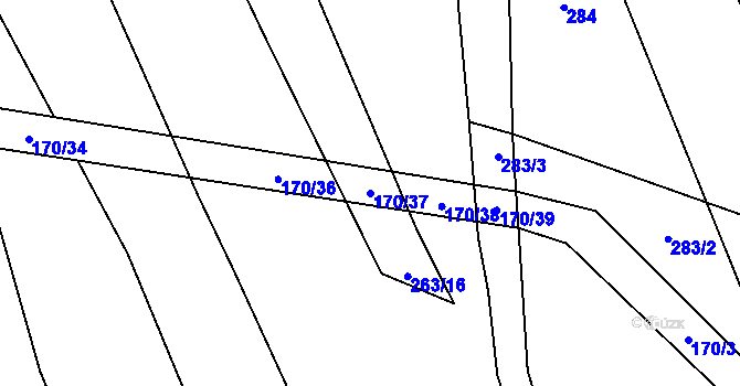 Parcela st. 170/37 v KÚ Pluhův Žďár, Katastrální mapa