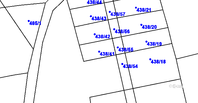 Parcela st. 438/41 v KÚ Pluhův Žďár, Katastrální mapa
