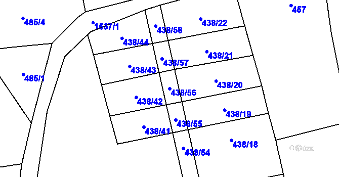 Parcela st. 438/56 v KÚ Pluhův Žďár, Katastrální mapa