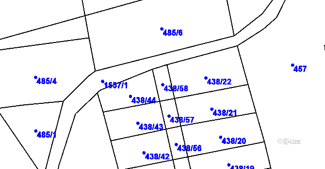 Parcela st. 438/58 v KÚ Pluhův Žďár, Katastrální mapa