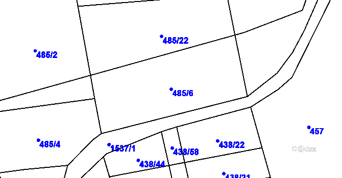 Parcela st. 485/6 v KÚ Pluhův Žďár, Katastrální mapa