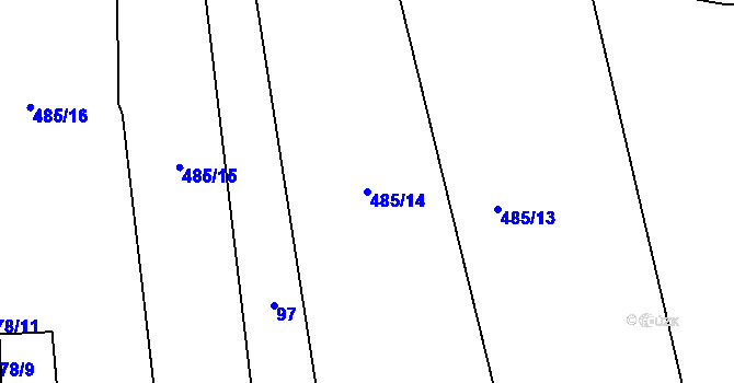 Parcela st. 485/14 v KÚ Pluhův Žďár, Katastrální mapa