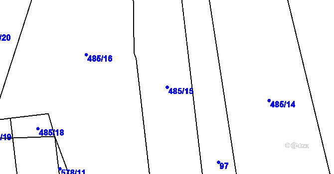 Parcela st. 485/15 v KÚ Pluhův Žďár, Katastrální mapa