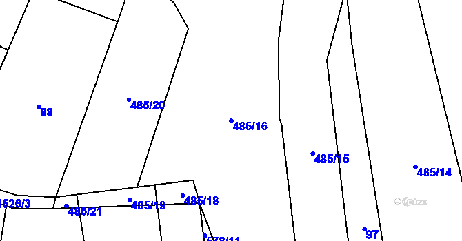 Parcela st. 485/16 v KÚ Pluhův Žďár, Katastrální mapa
