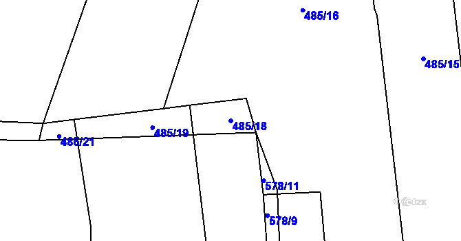 Parcela st. 485/18 v KÚ Pluhův Žďár, Katastrální mapa