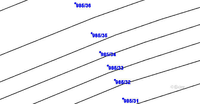 Parcela st. 985/34 v KÚ Pluhův Žďár, Katastrální mapa
