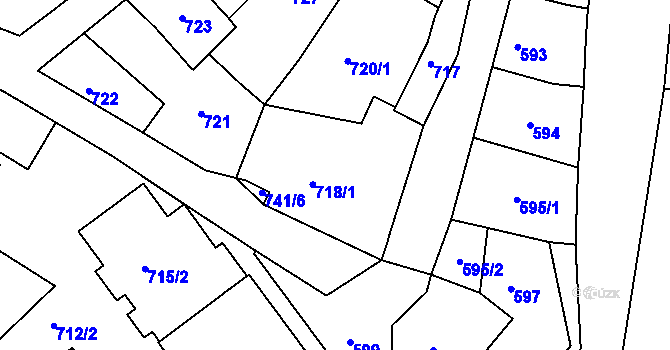 Parcela st. 718/1 v KÚ Plumlov, Katastrální mapa
