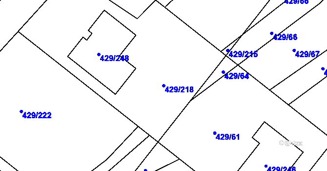 Parcela st. 429/218 v KÚ Plumlov, Katastrální mapa