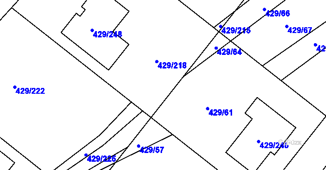 Parcela st. 429/217 v KÚ Plumlov, Katastrální mapa