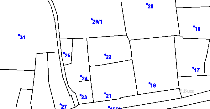 Parcela st. 22 v KÚ Plumlov, Katastrální mapa
