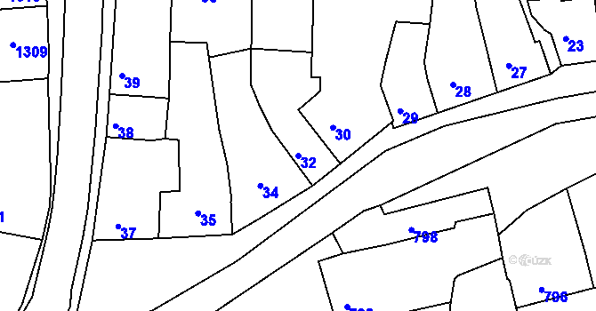Parcela st. 32 v KÚ Plumlov, Katastrální mapa