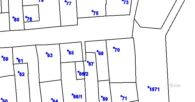 Parcela st. 68 v KÚ Plumlov, Katastrální mapa