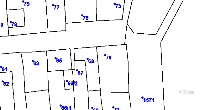 Parcela st. 70 v KÚ Plumlov, Katastrální mapa