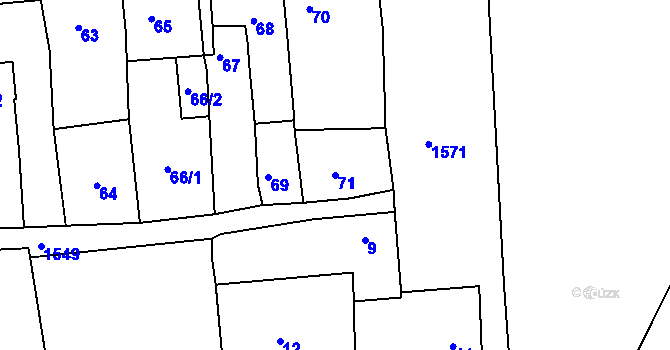 Parcela st. 71 v KÚ Plumlov, Katastrální mapa