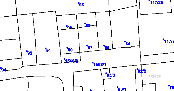 Parcela st. 87 v KÚ Plumlov, Katastrální mapa