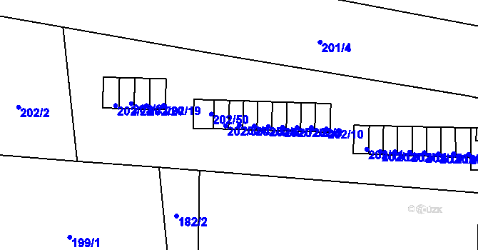 Parcela st. 202/4 v KÚ Plumlov, Katastrální mapa