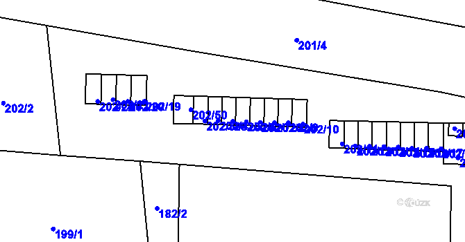 Parcela st. 202/5 v KÚ Plumlov, Katastrální mapa