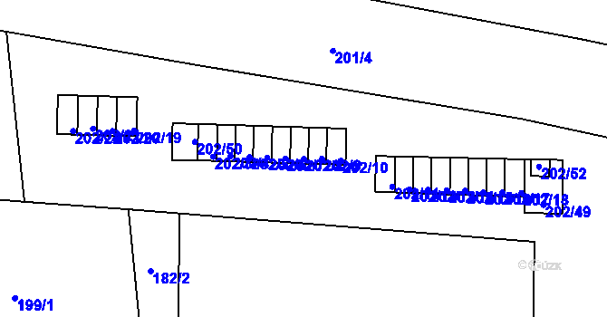 Parcela st. 202/8 v KÚ Plumlov, Katastrální mapa