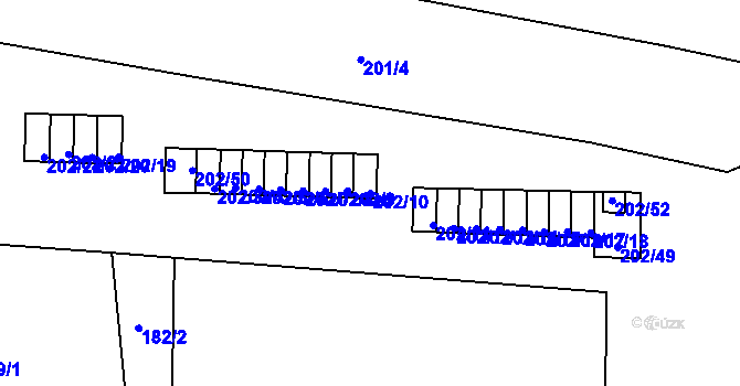 Parcela st. 202/10 v KÚ Plumlov, Katastrální mapa