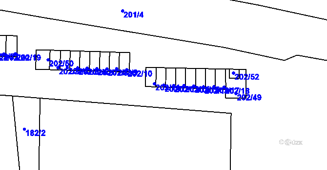 Parcela st. 202/12 v KÚ Plumlov, Katastrální mapa