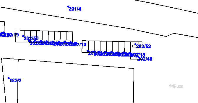 Parcela st. 202/13 v KÚ Plumlov, Katastrální mapa