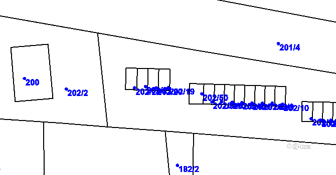 Parcela st. 202/19 v KÚ Plumlov, Katastrální mapa
