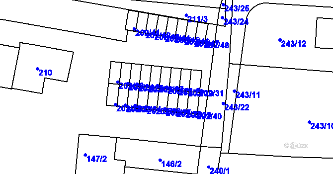 Parcela st. 202/28 v KÚ Plumlov, Katastrální mapa