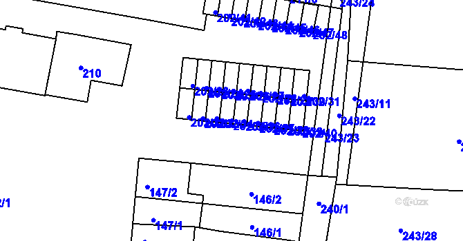 Parcela st. 202/35 v KÚ Plumlov, Katastrální mapa
