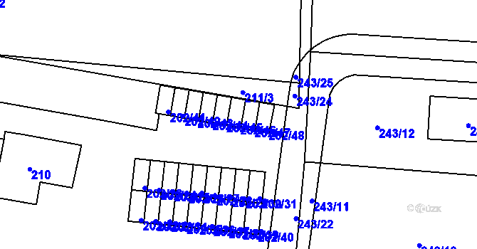 Parcela st. 202/46 v KÚ Plumlov, Katastrální mapa