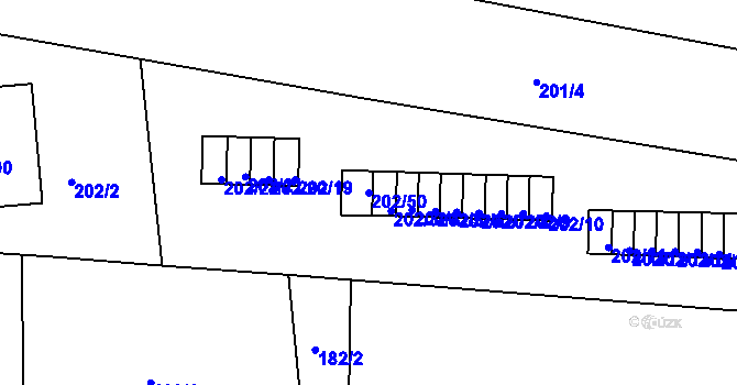Parcela st. 202/50 v KÚ Plumlov, Katastrální mapa