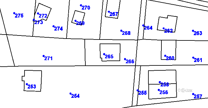 Parcela st. 265 v KÚ Plumlov, Katastrální mapa
