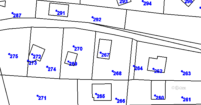 Parcela st. 267 v KÚ Plumlov, Katastrální mapa
