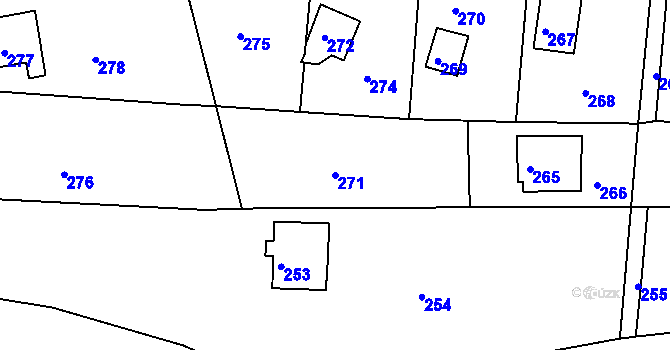 Parcela st. 271 v KÚ Plumlov, Katastrální mapa