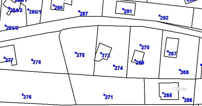 Parcela st. 272 v KÚ Plumlov, Katastrální mapa