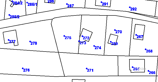 Parcela st. 273 v KÚ Plumlov, Katastrální mapa