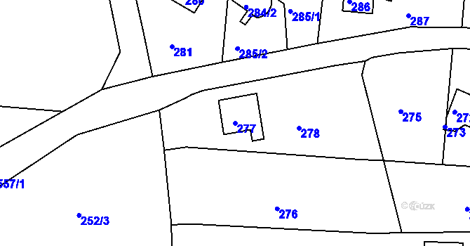Parcela st. 277 v KÚ Plumlov, Katastrální mapa