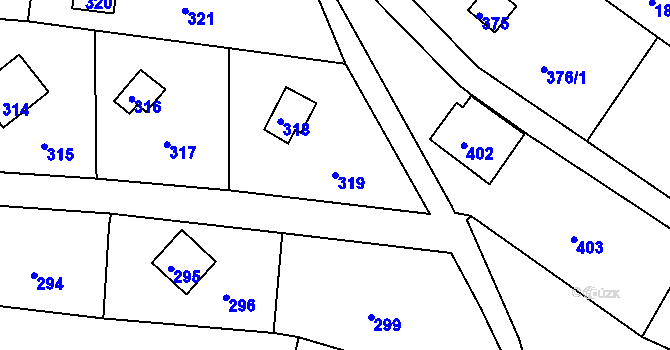 Parcela st. 319 v KÚ Plumlov, Katastrální mapa