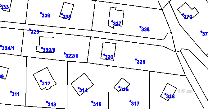 Parcela st. 320 v KÚ Plumlov, Katastrální mapa