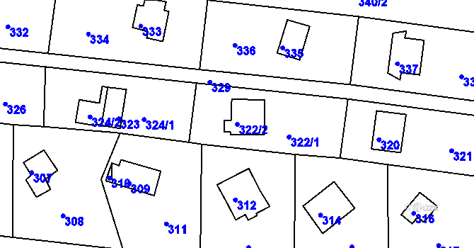 Parcela st. 322/2 v KÚ Plumlov, Katastrální mapa
