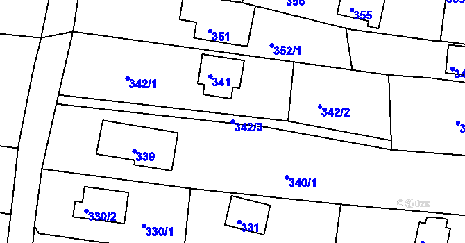 Parcela st. 342/3 v KÚ Plumlov, Katastrální mapa