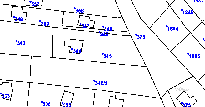 Parcela st. 345 v KÚ Plumlov, Katastrální mapa