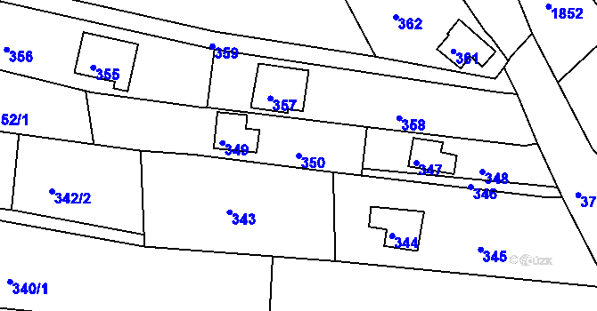 Parcela st. 350 v KÚ Plumlov, Katastrální mapa