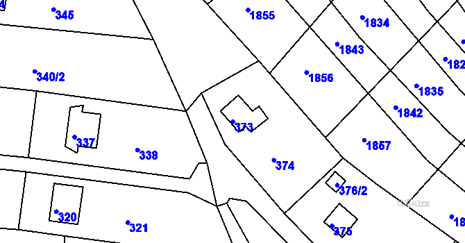 Parcela st. 373 v KÚ Plumlov, Katastrální mapa