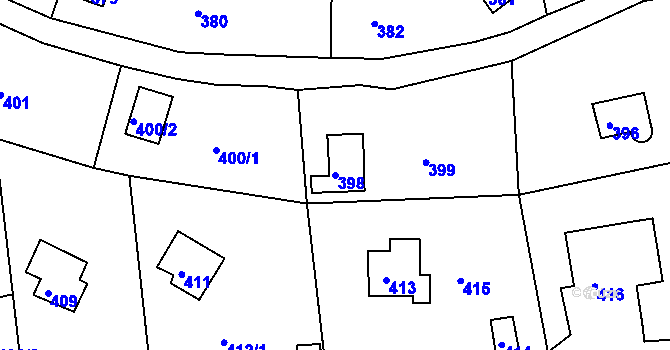 Parcela st. 398 v KÚ Plumlov, Katastrální mapa